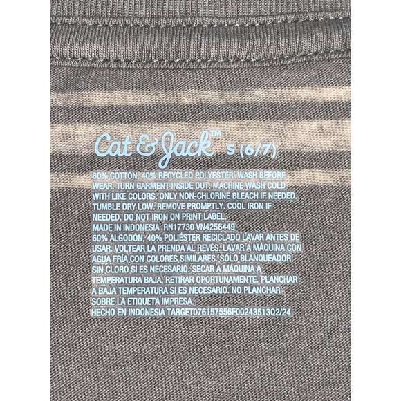 Cat & Jack Boys Gray/White Striped Casual T-Shirt Size Small 6-7 - Picture 7 of 8
